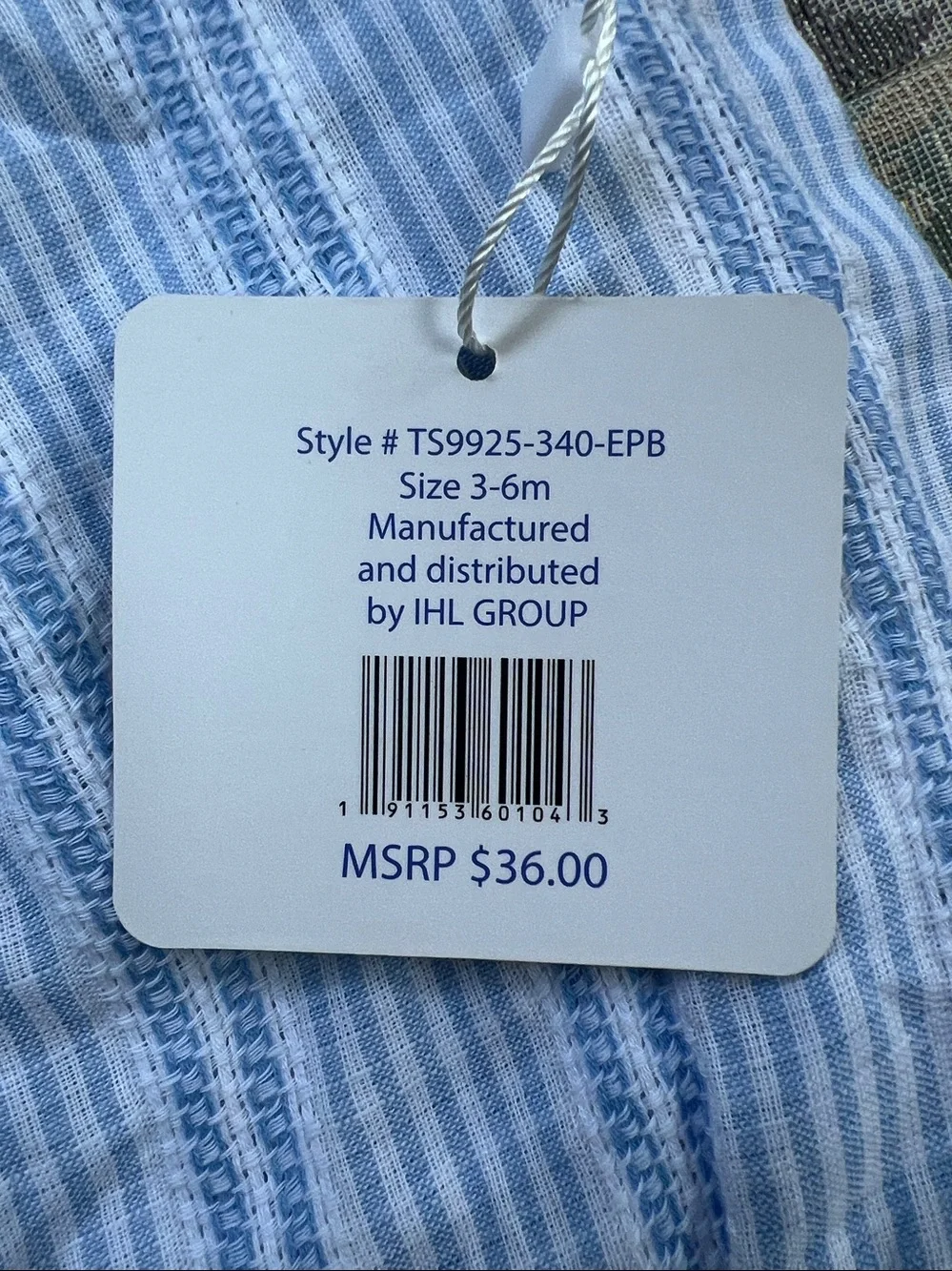 Exersaucer blue striped baby girl romper, matching bow headband 3-6 months